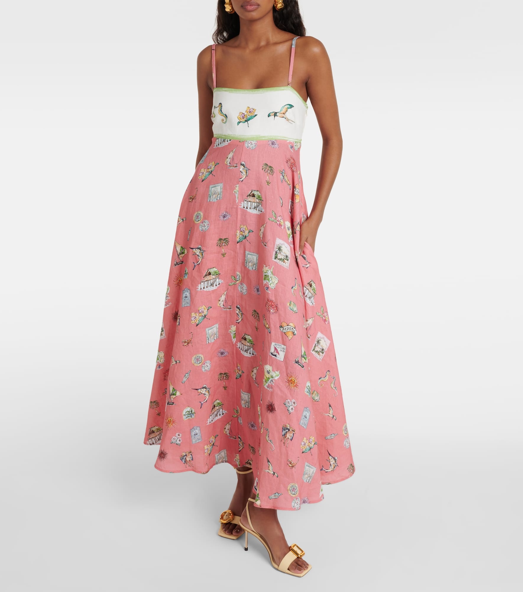 Printed linen maxi dress - 2