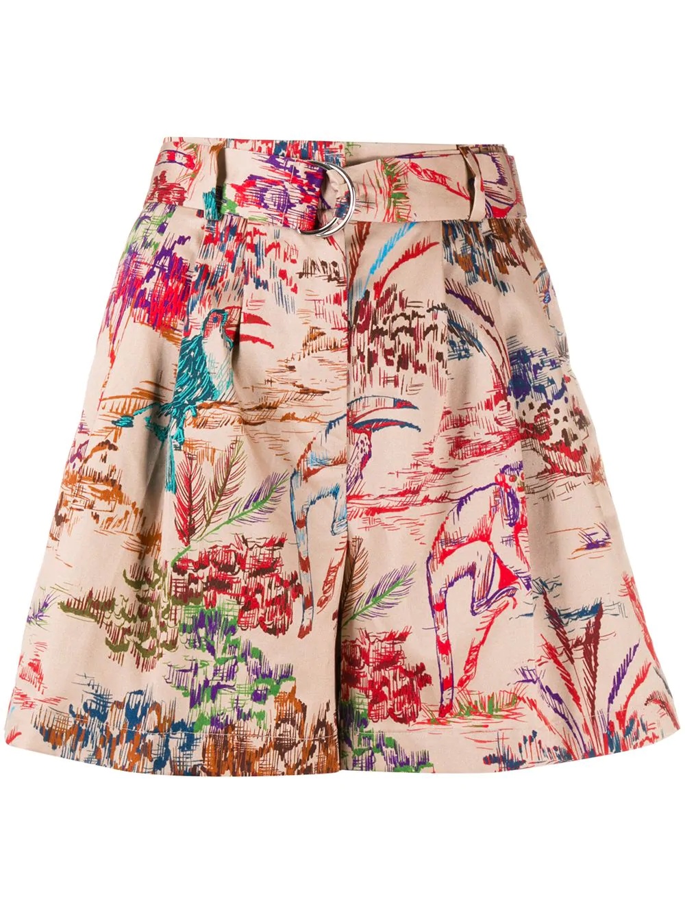 graphic-print belted shorts - 1