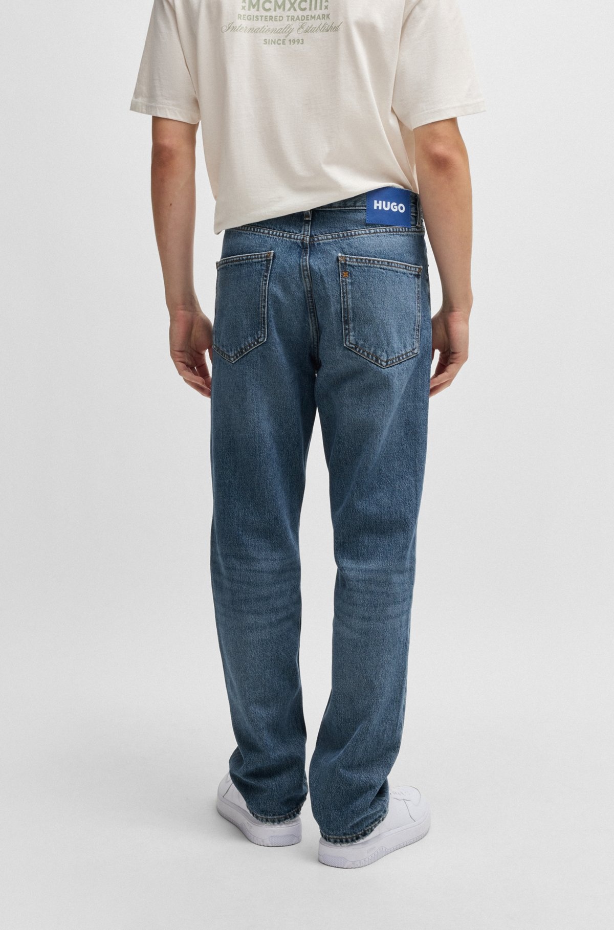 REGULAR-FIT JEANS IN BLUE STONEWASHED DENIM - 4