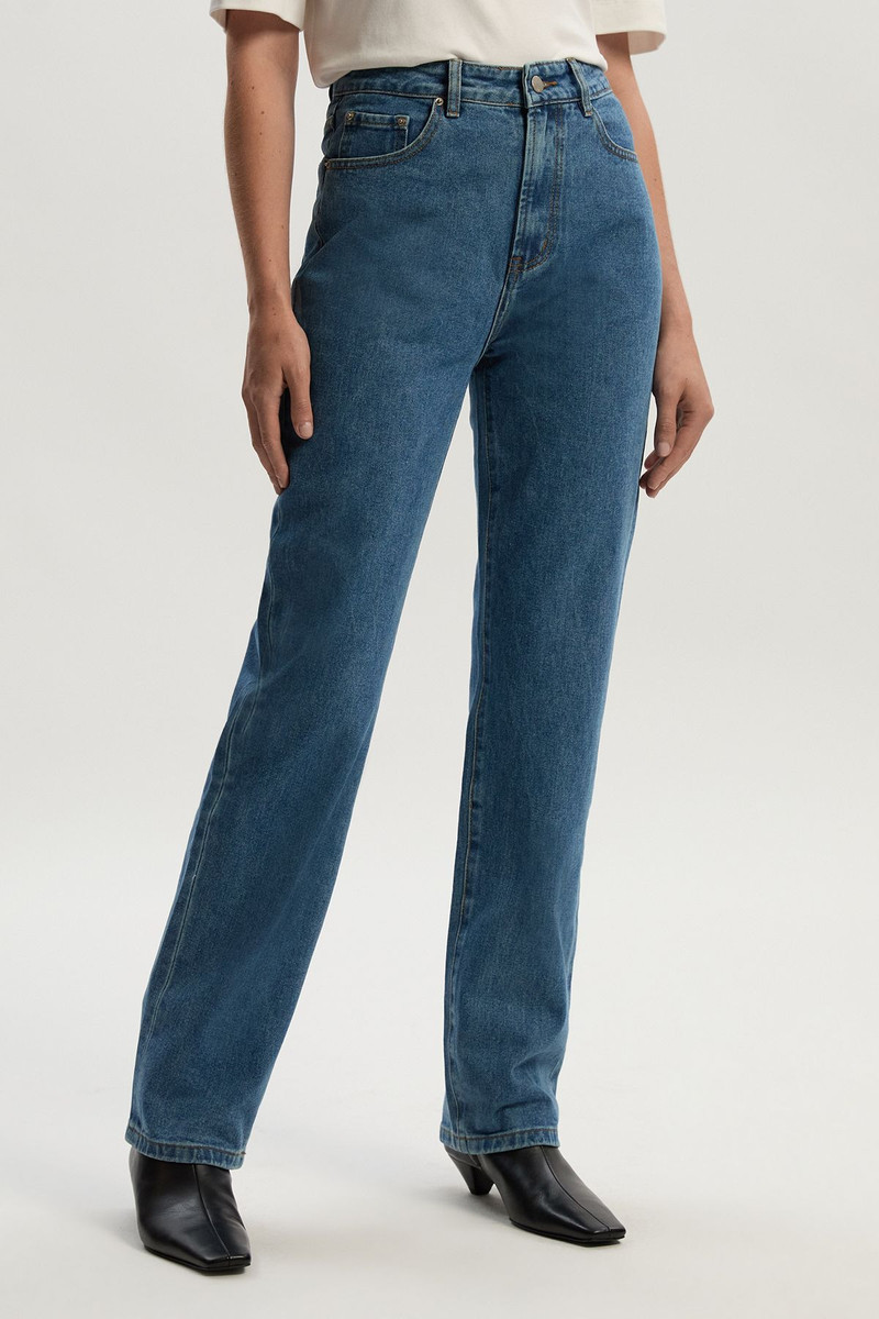 KAREN MILLEN Rigid Denim  High Rise Straight Leg Jean outlook