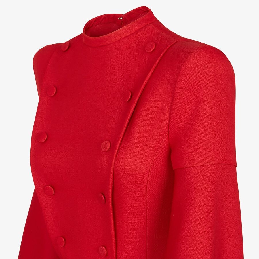Red silk and wool dress - 3