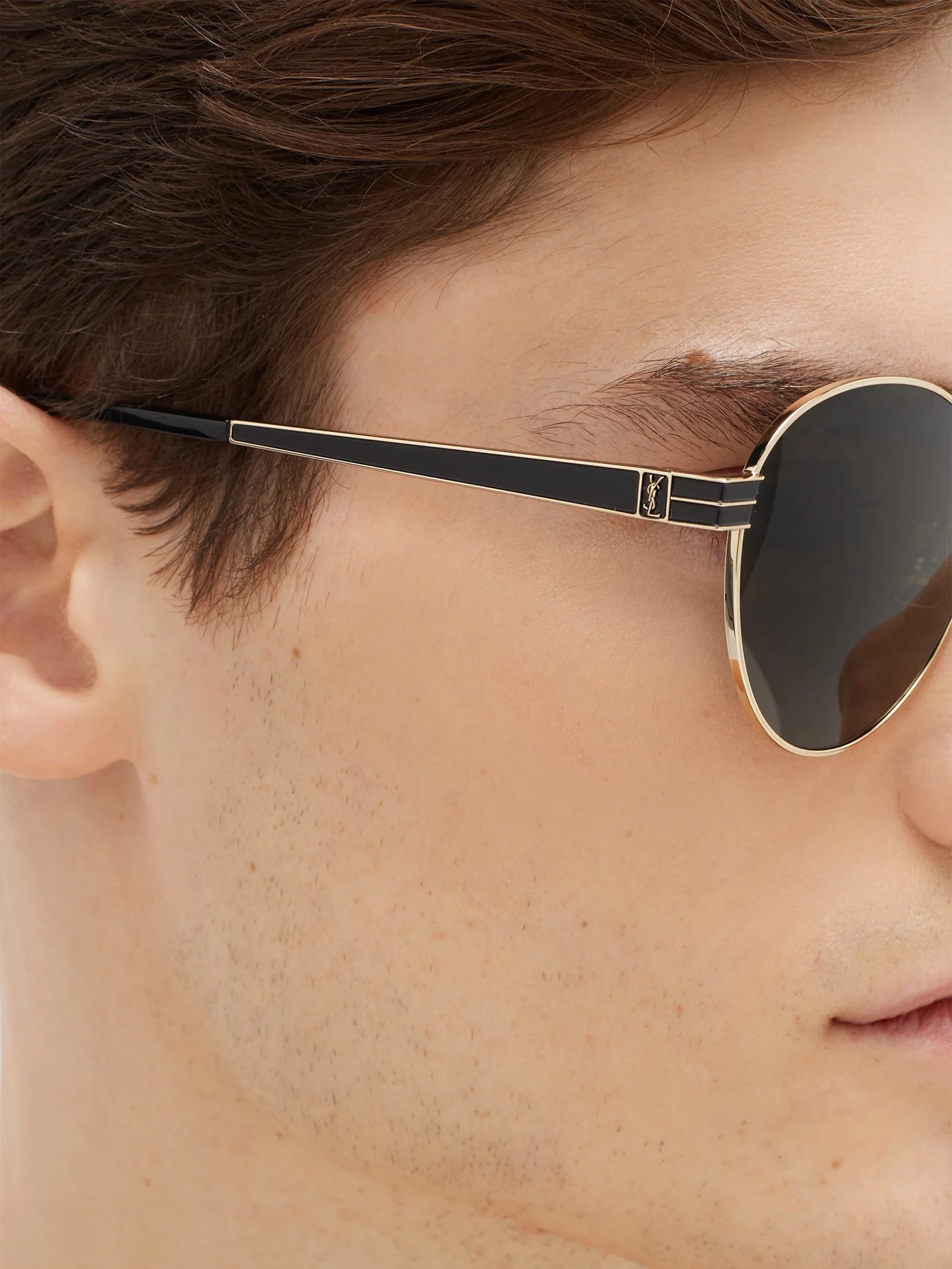 Logo-engraved round metal and acetate sunglasses - 3