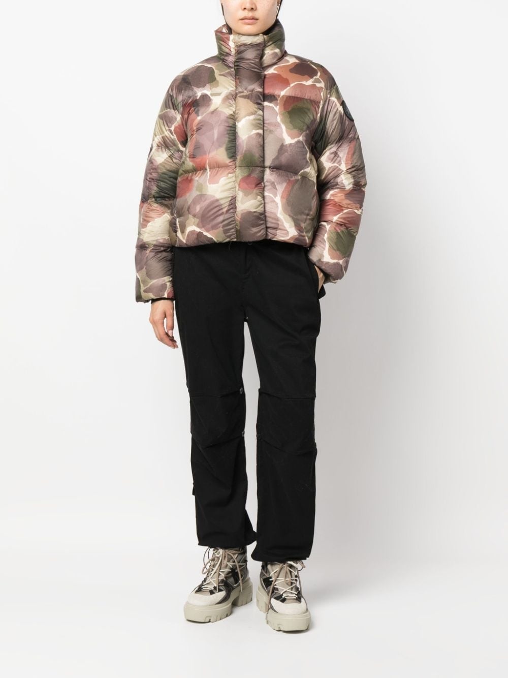 botanical-print padded jacket - 2