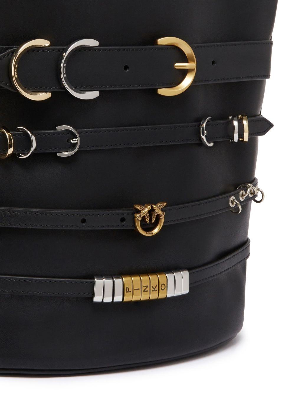 decorative-belt bucket bag - 3