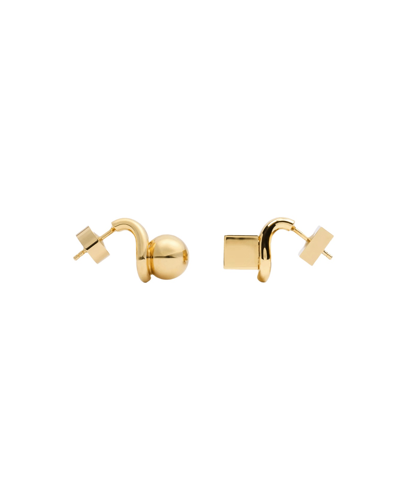 'les Puces Nodo' Metallic Earings With Rear Butterfly Closure And Rhinestoned Charm In Brass Woman - 1