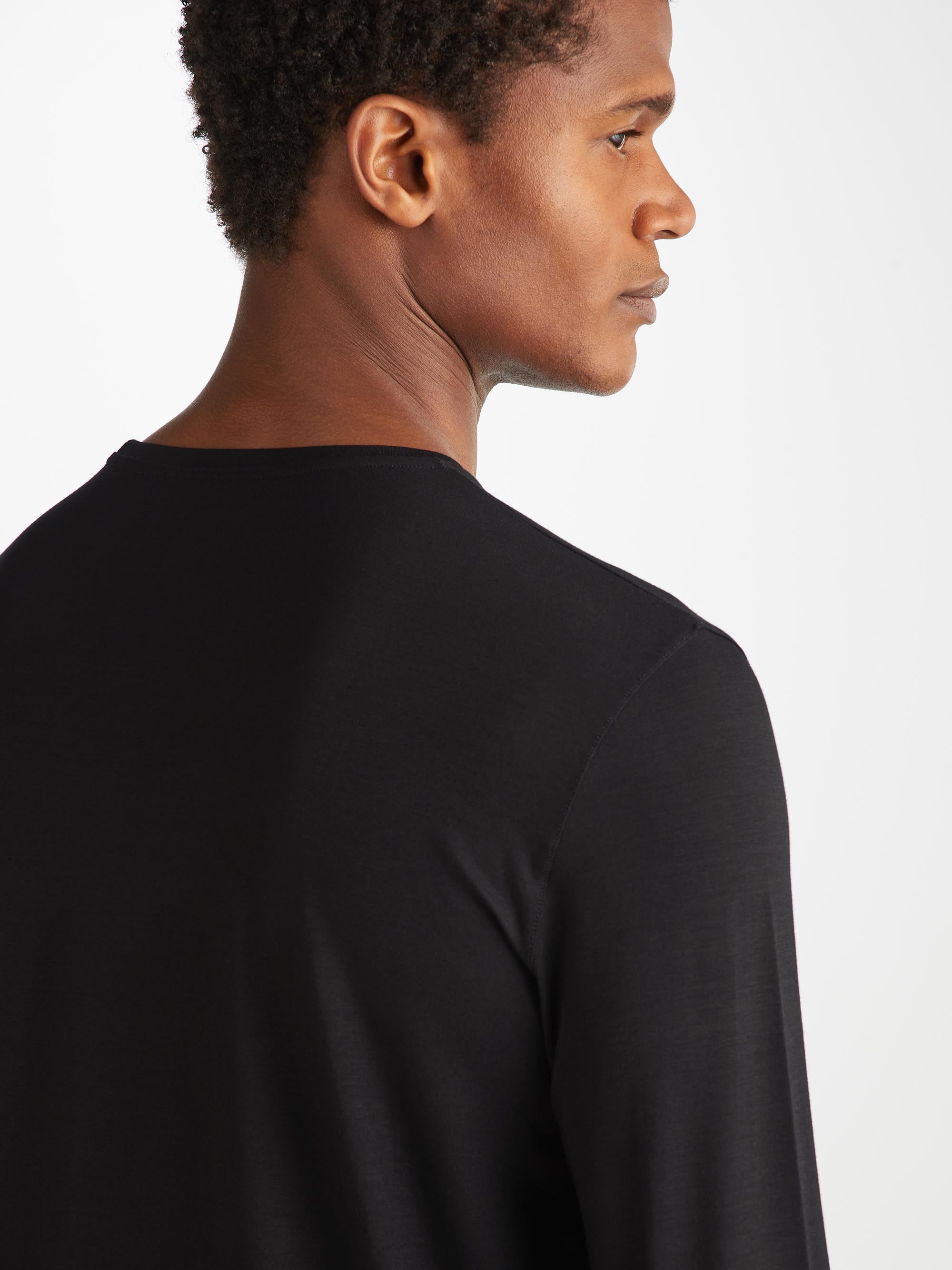Men's Long Sleeve T-Shirt Basel Micro Modal Stretch Black - 6