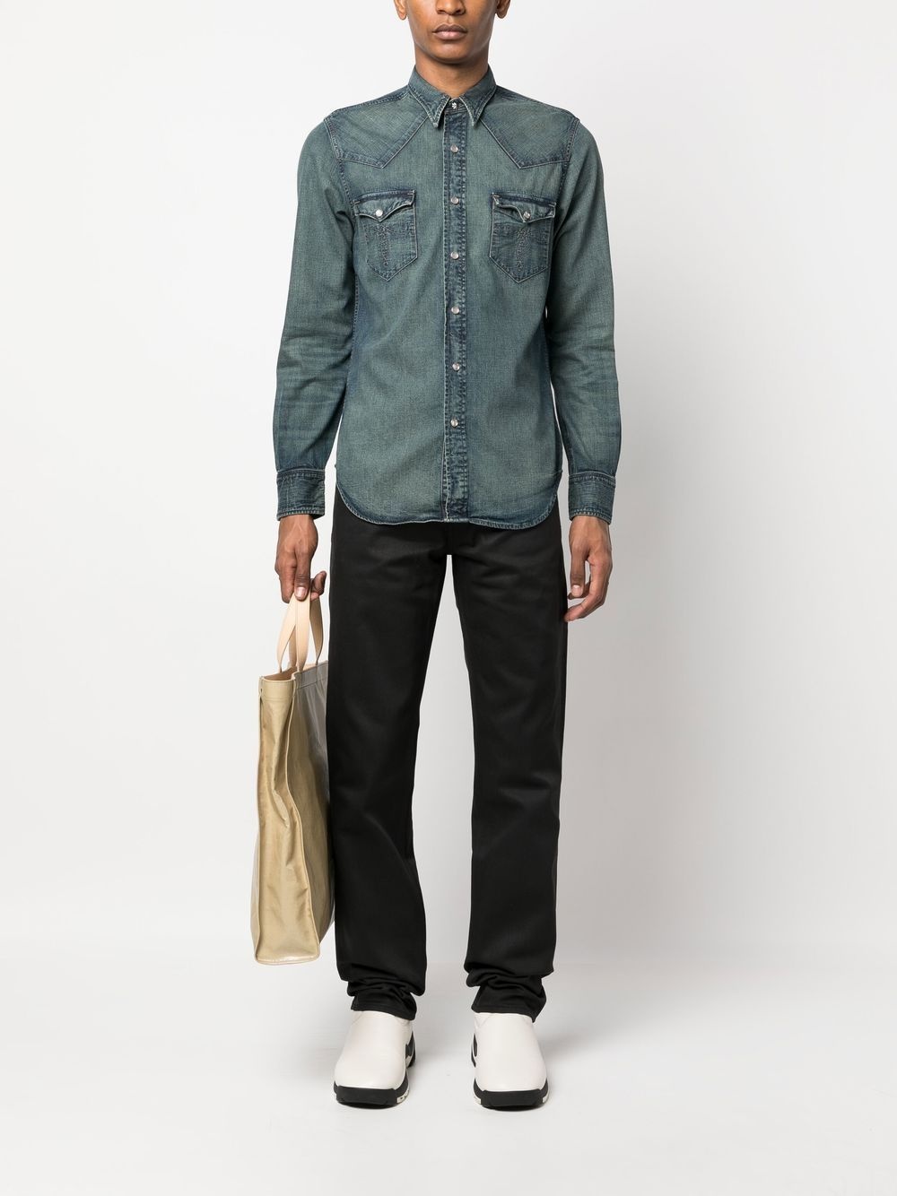 dark-wash denim shirt - 2