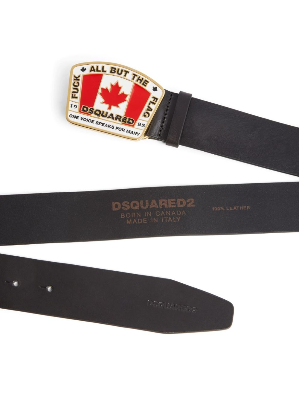 logo-buckle leather belt - 2