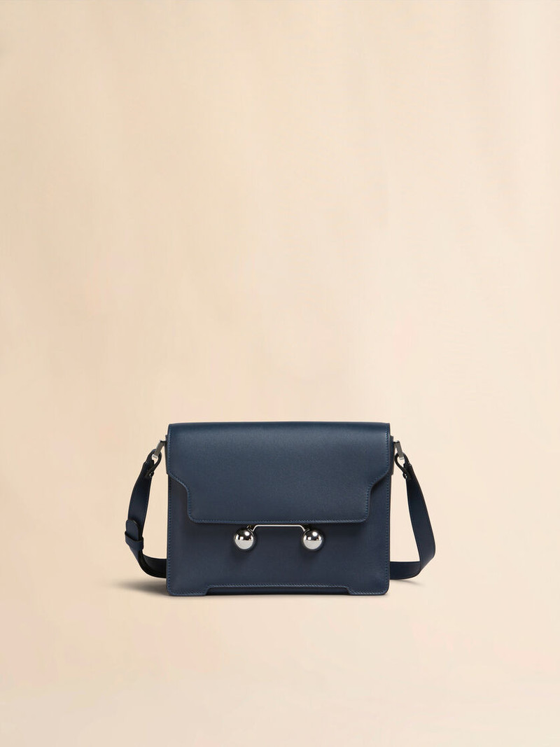 DEEP BLUE LEATHER TRUNKAROO MEDIUM SHOULDER BAG 1