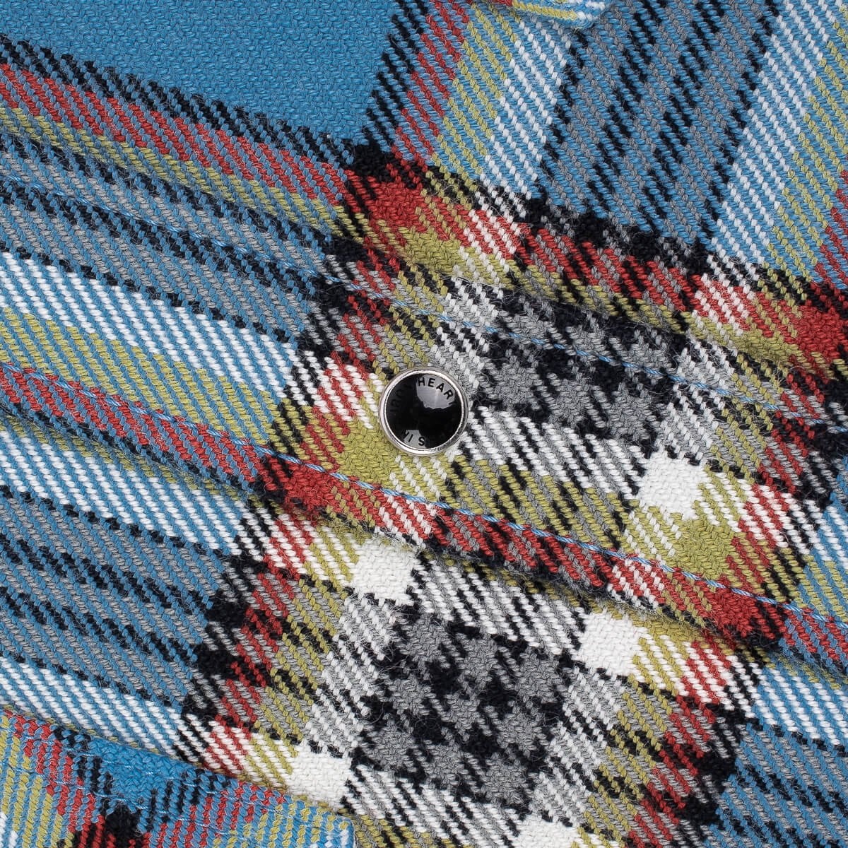 IHSH-332-SAX Ultra Heavy Flannel Anniversary Check Western Shirt - Sax Blue Overdyed Pale Grey - 8