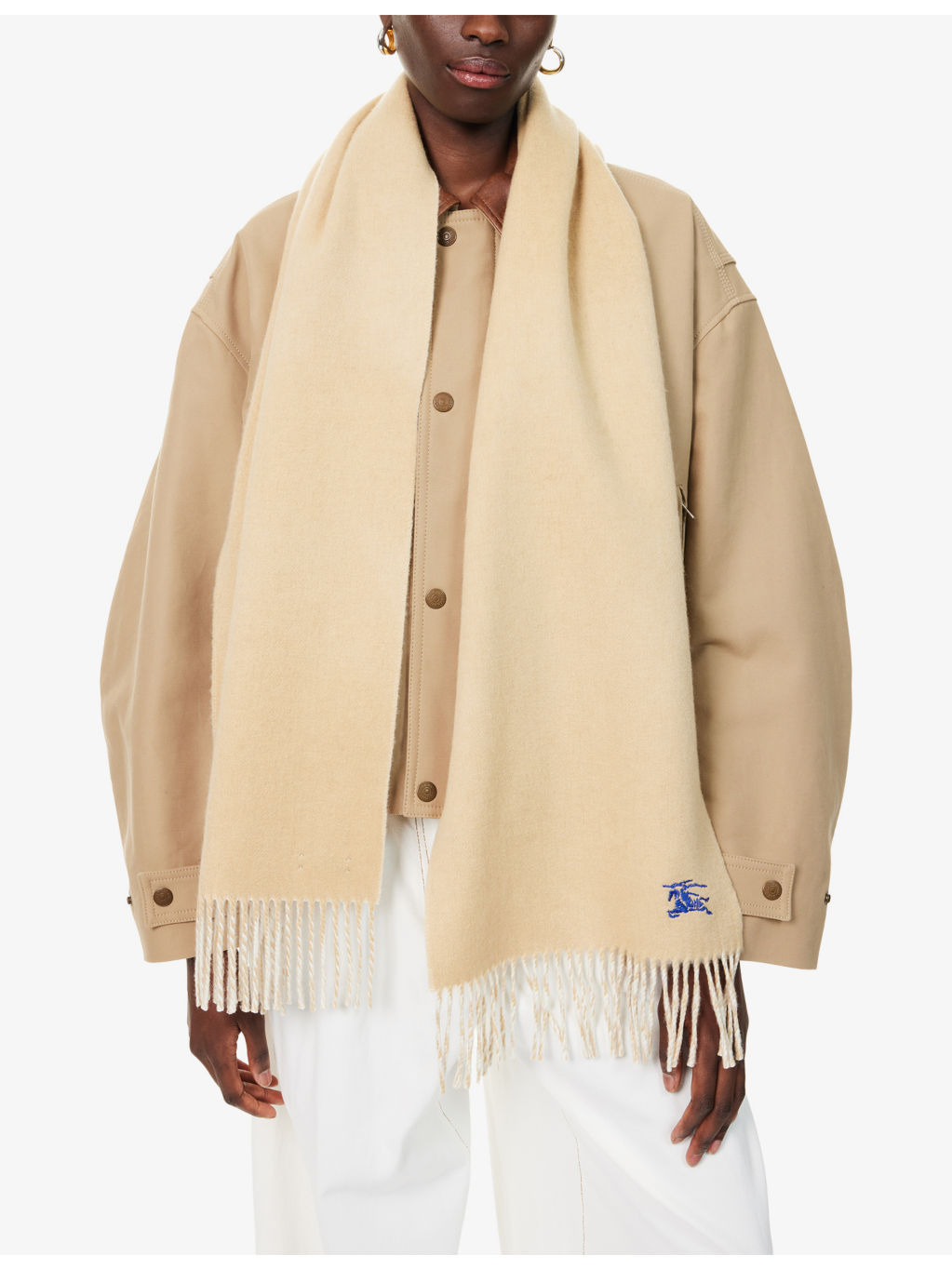Reversible Logo-Embroidered Cashmere Scarf - 3