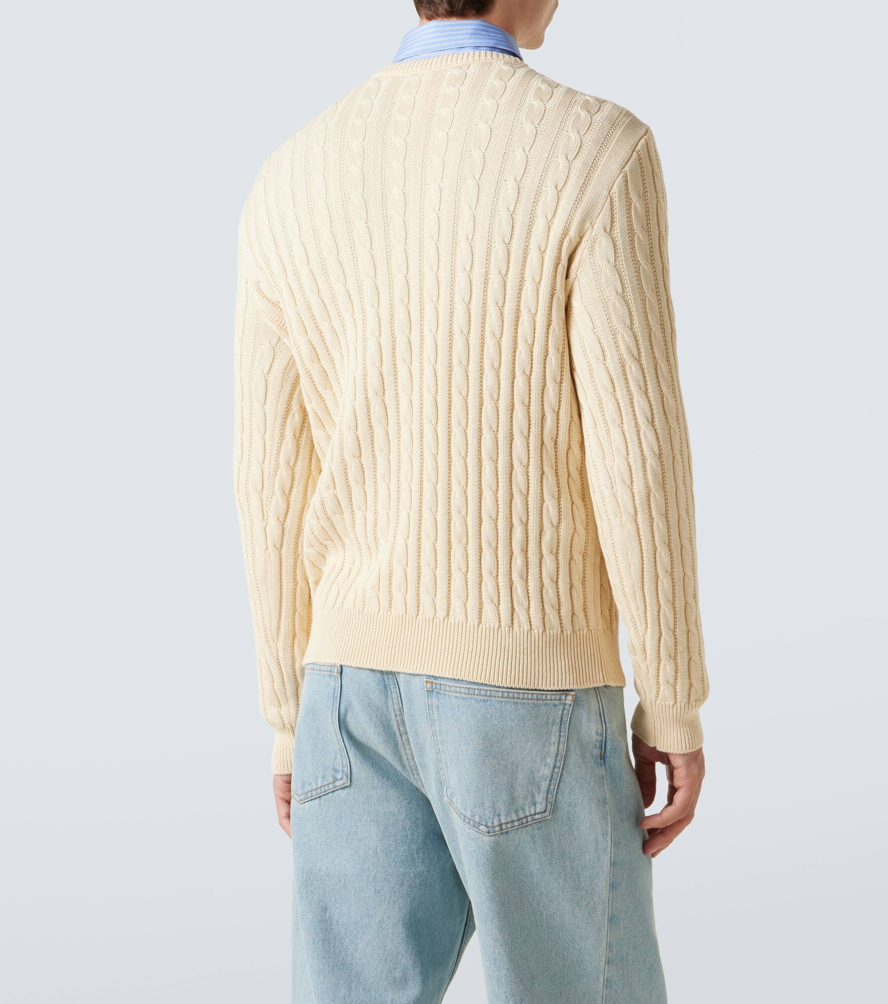 VLogo cable-knit cotton sweater - 4