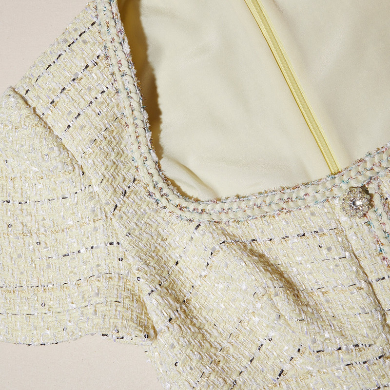 self-portrait Yellow Boucle Mini Dress - PF23-906S-Y | REVERSIBLE