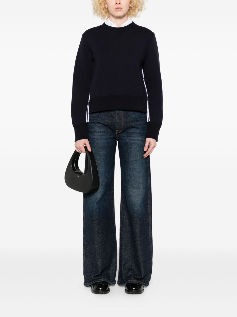 Sacai Women Cotton And Nylon Crewneck Sweater - 2
