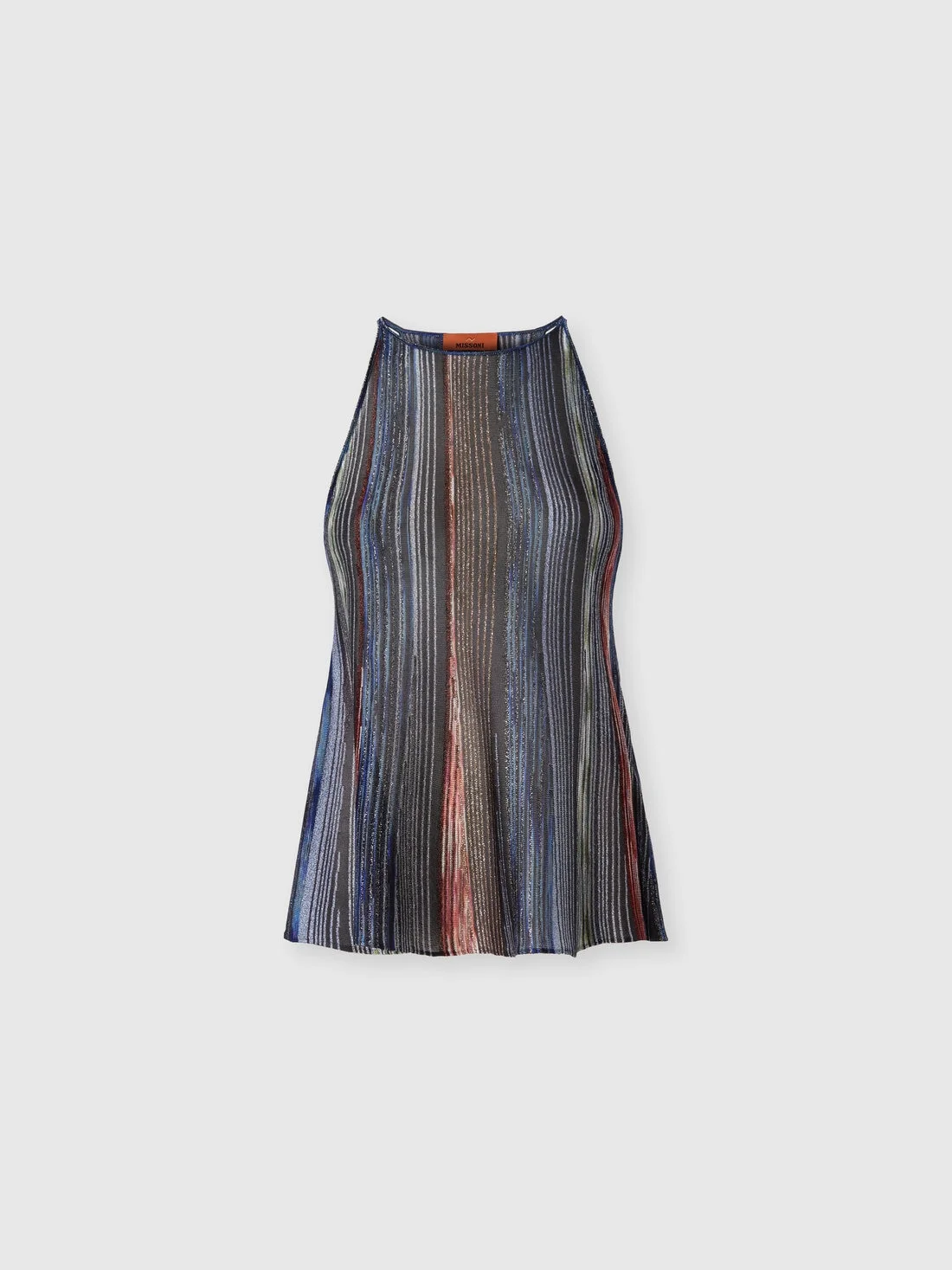 Sleeveless ribbed viscose lamé top - 1