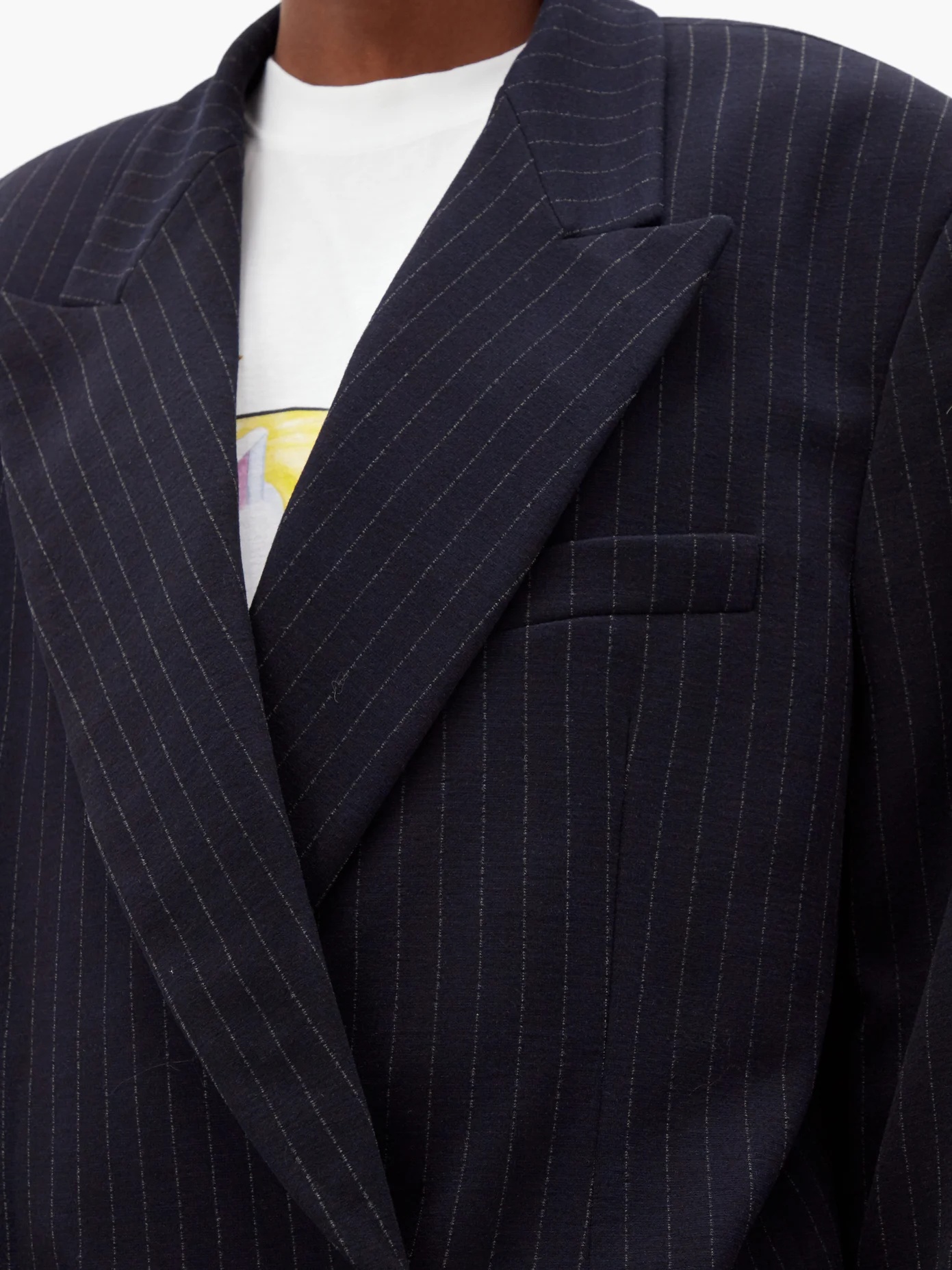 Double-breasted pinstriped twill blazer - 3