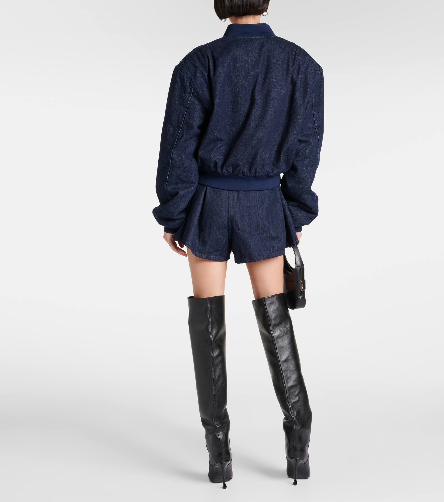 Micky cropped denim bomber jacket - 3