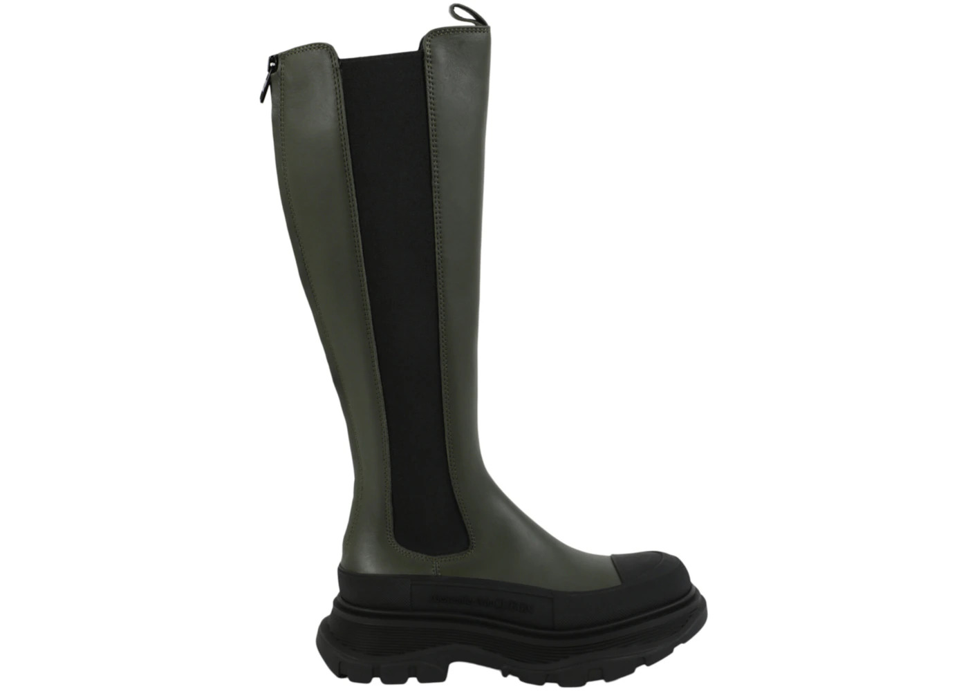 Alexander McQueen Tread Slick Knee High Boots Khaki Black (Women's) - 1
