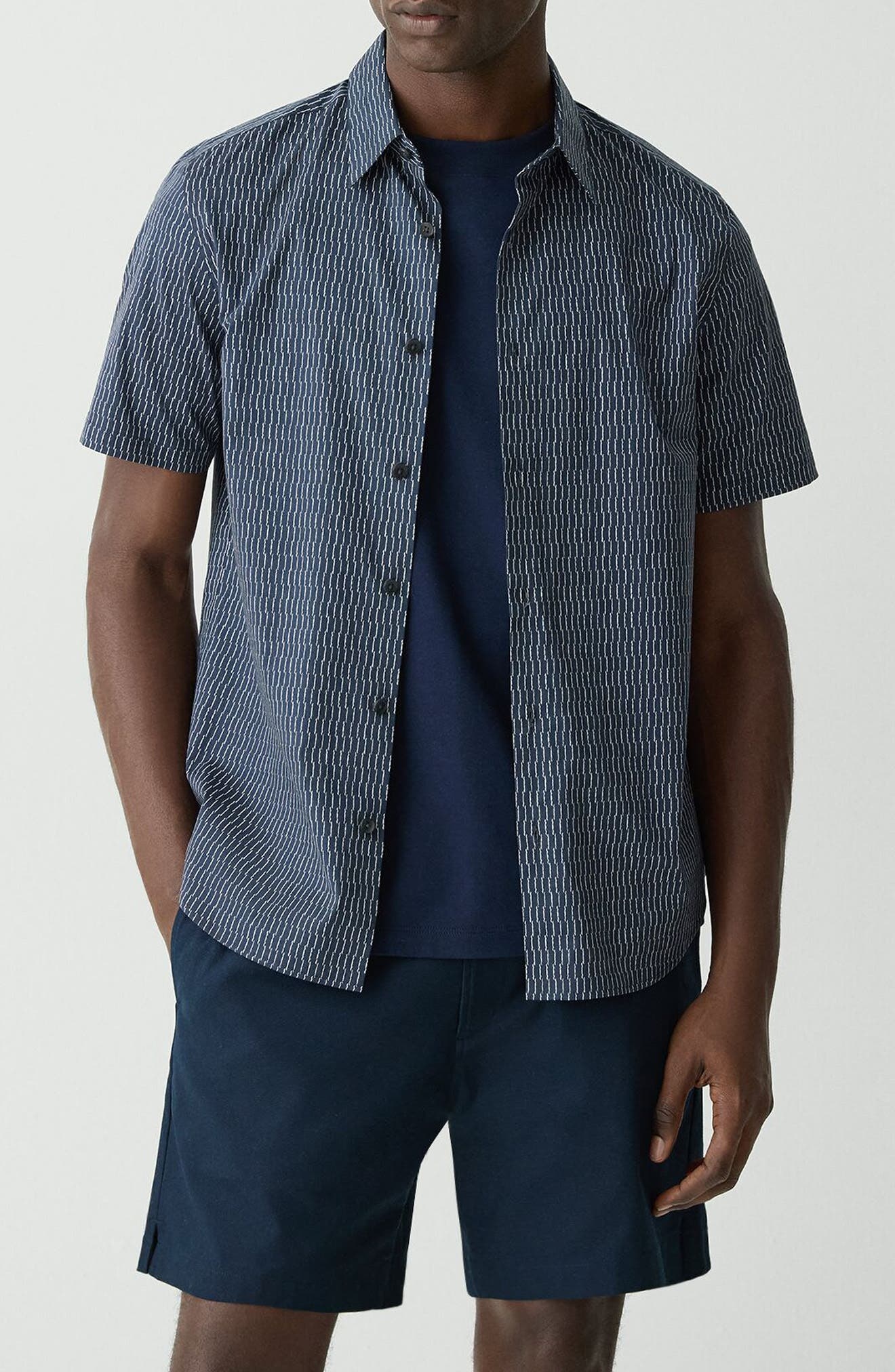 Theory Irving Short Sleeve Button-Up Shirt in Blatic/fog at Nordstrom - 1