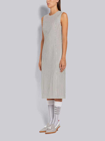 Thom Browne Medium Grey Wool Seersucker 4-vent Sleeveless Below the Knee Pencil Dress outlook