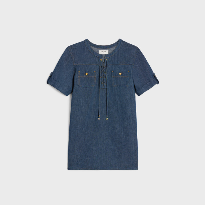 mini dress in dark ocean wash denim 1