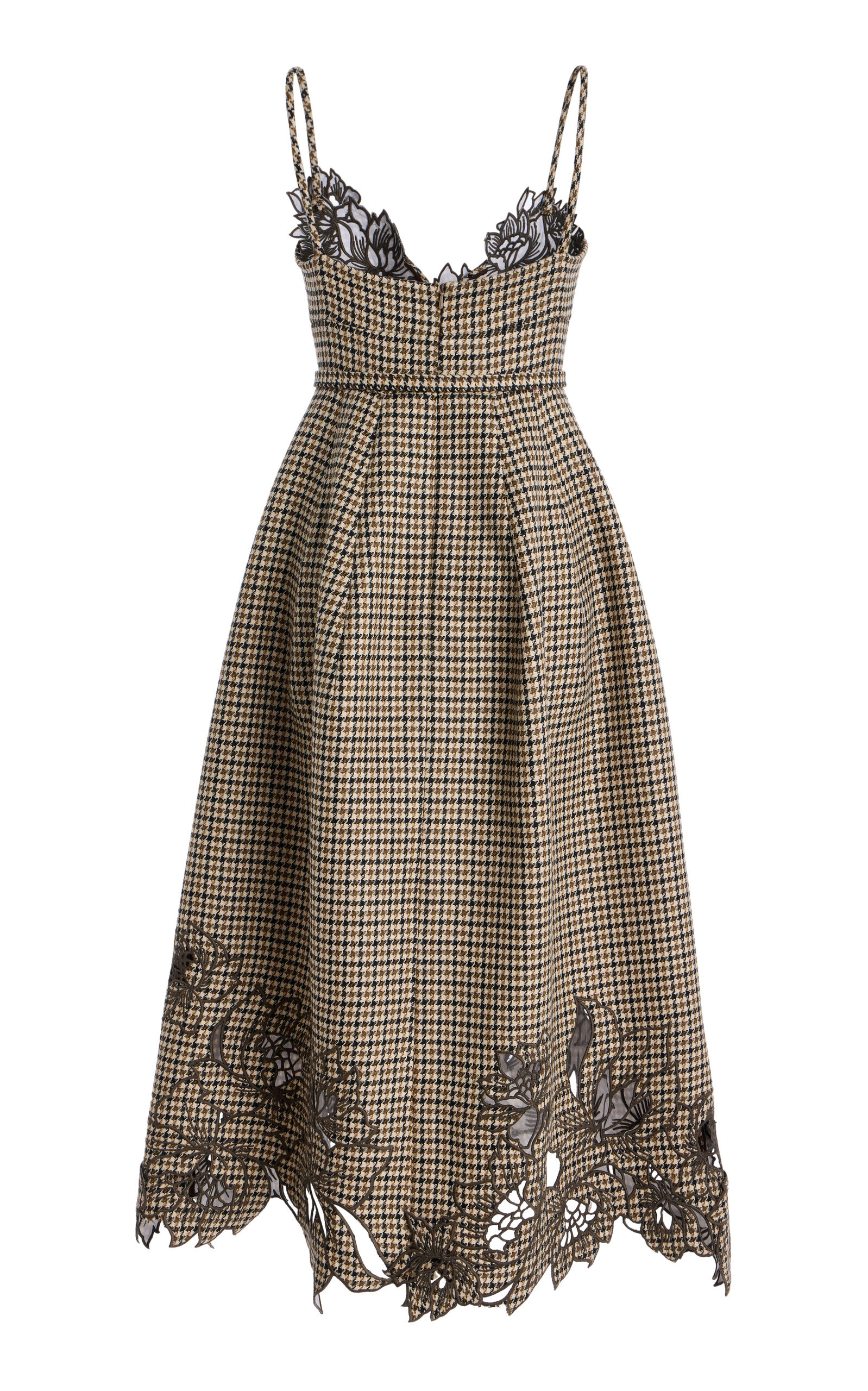 Embroidered Pied De Poule Wool Midi Dress multi - 6