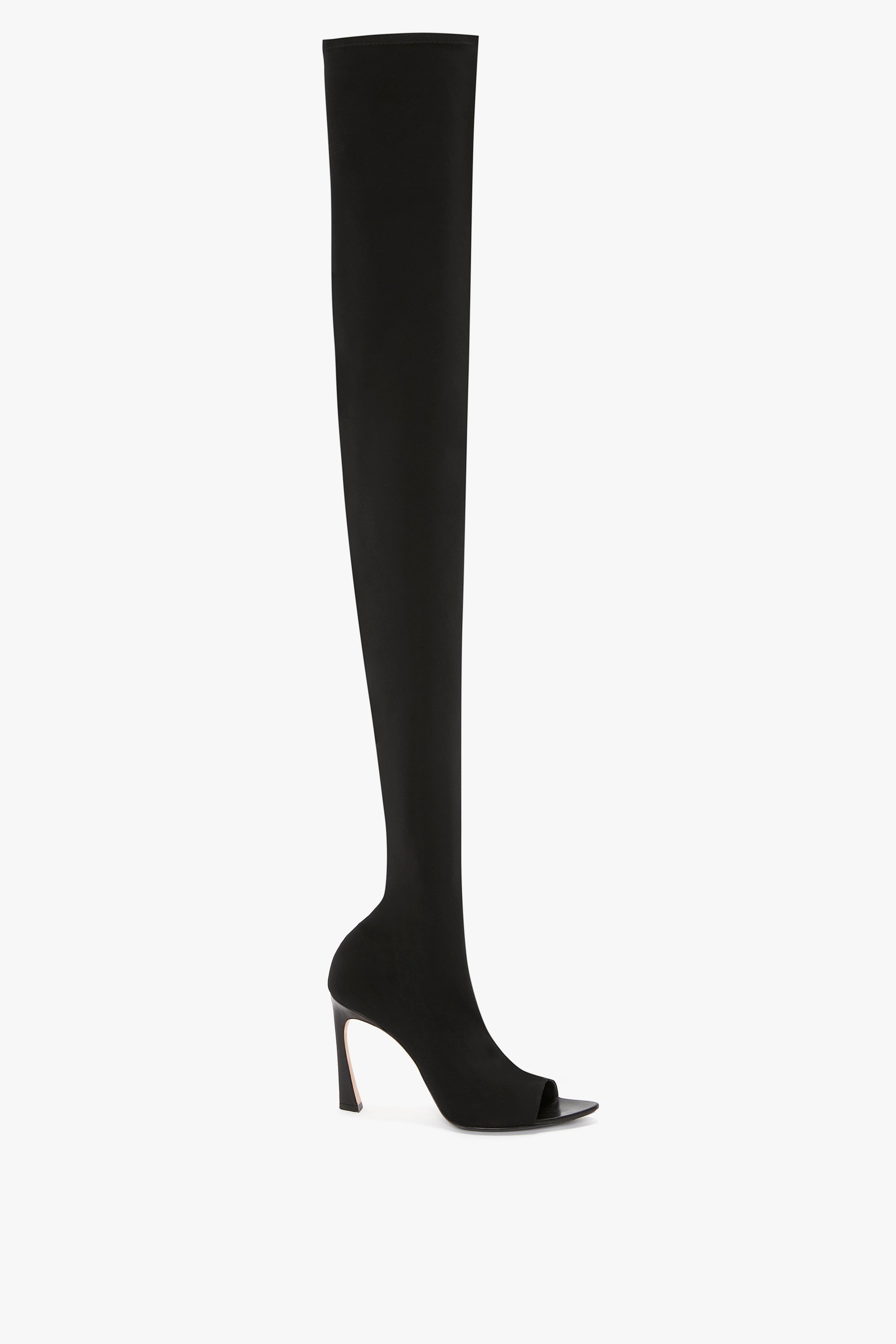 Peep Toe Stretch Jersey Boot In Black - 1