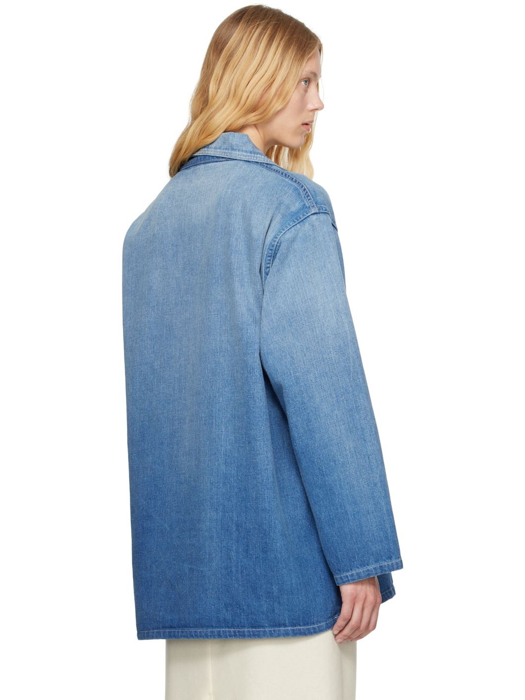 Blue Selvedge Faded Light Denim Shirt - 3