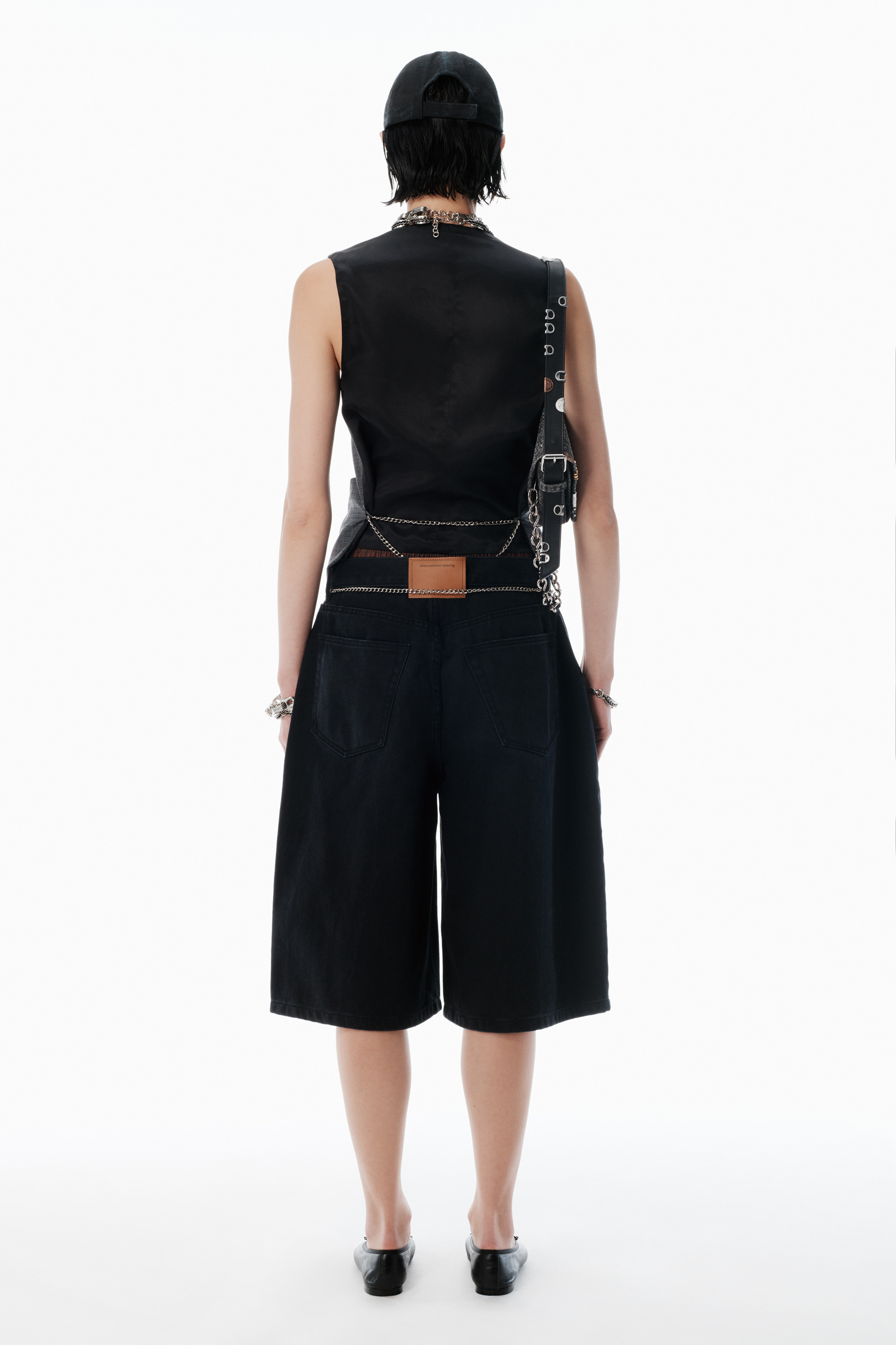 black pre-styled shorts with hardware - 4