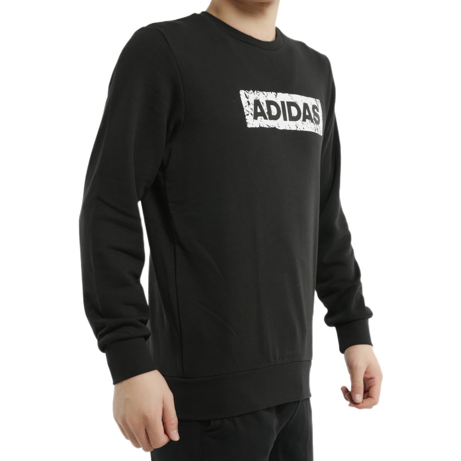 Men's adidas Printing Alphabet Round Neck Pullover Long Sleeves Black DW4601 - 4