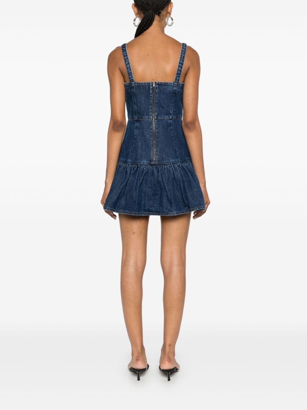 bow-detail denim mini dress - 4