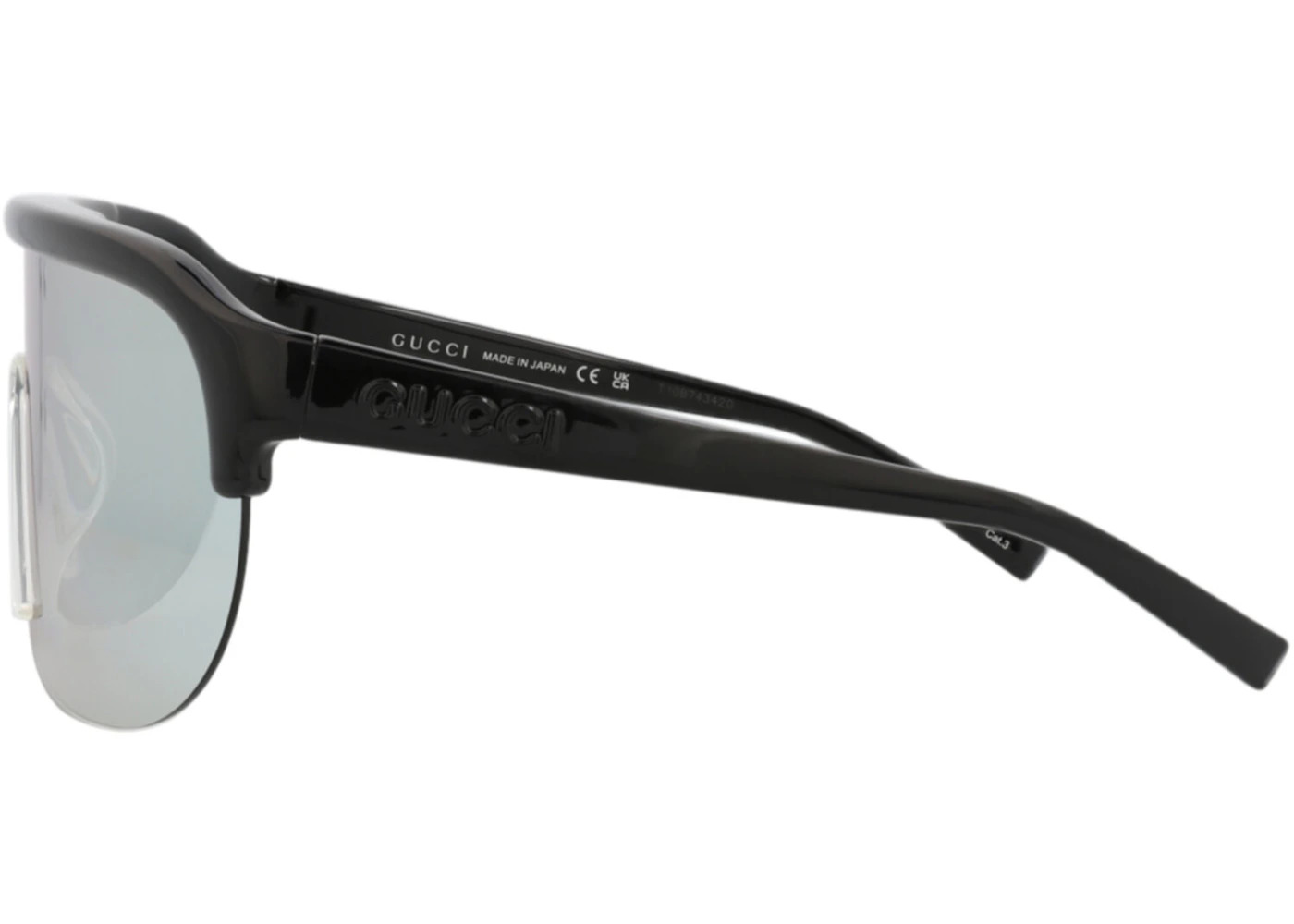 Gucci Shield-Frame Injection Sunglasses Black Black Silver (GG1645S-30015323-003) - 3