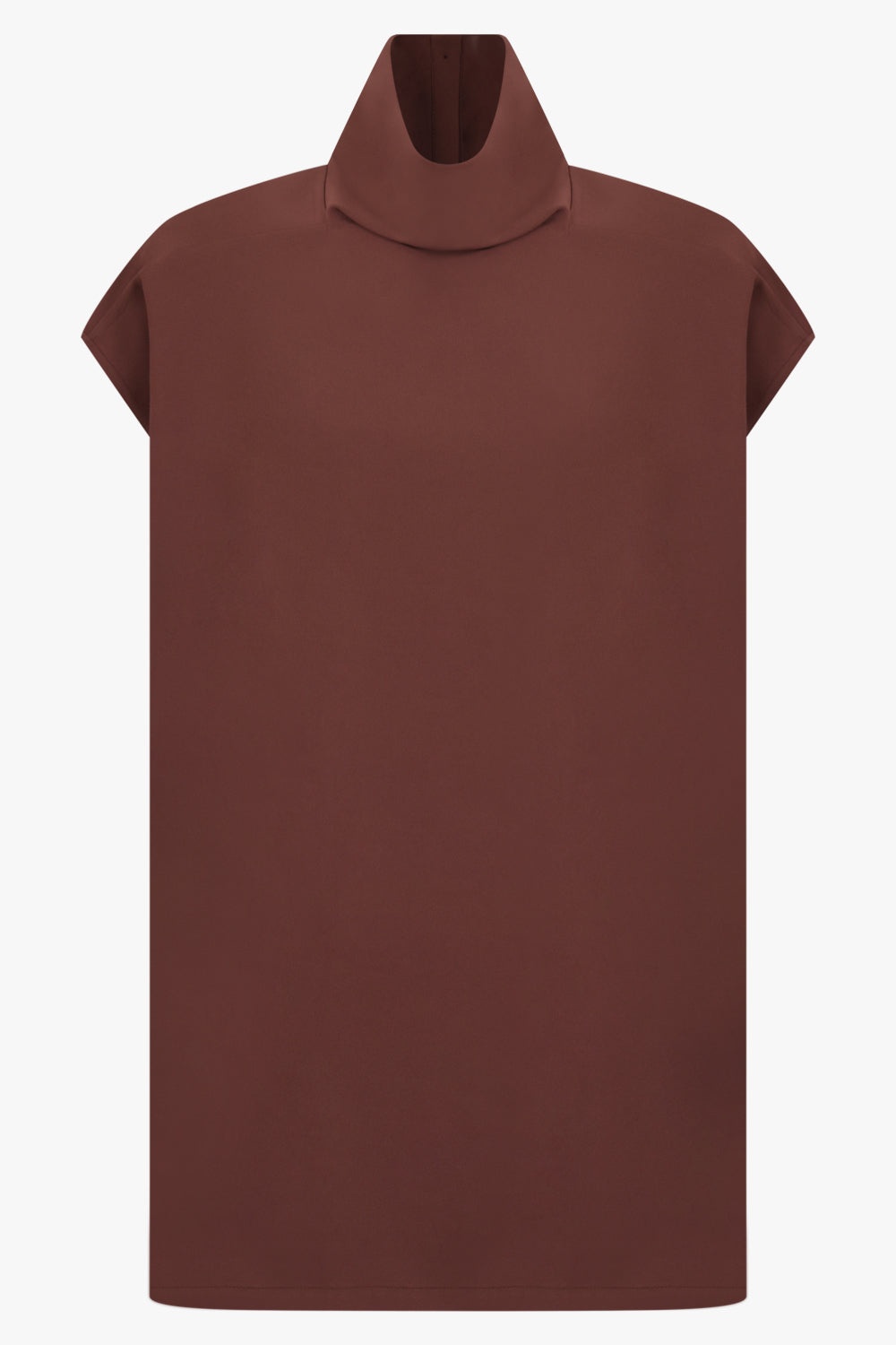 HIGH NECK S/S EDFU T TOP | BROWN - 1