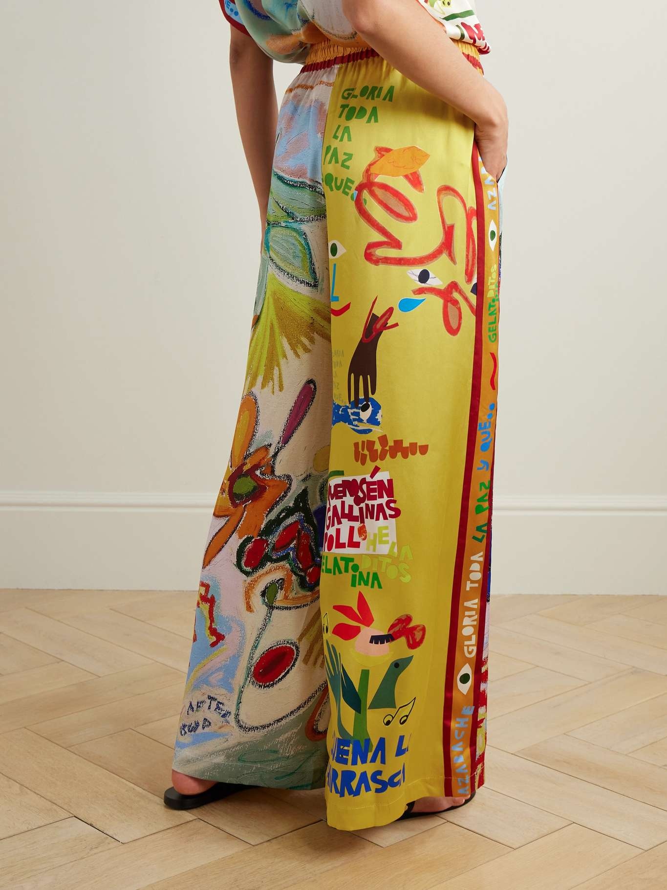 + Nadia Hernández printed silk crepe de chine wide-leg pants Multi - 3