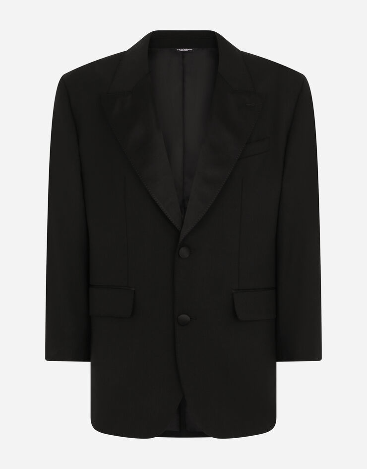 Oversize stretch wool tuxedo jacket - 3