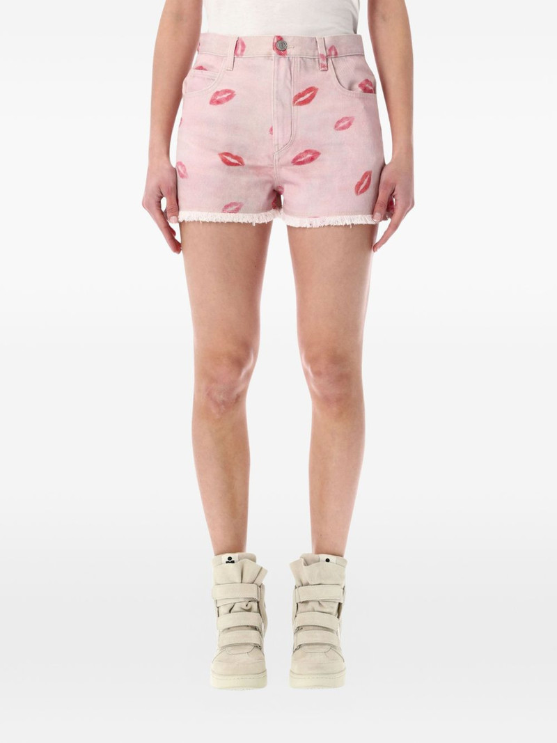 Lesia kiss-print frayed shorts 1