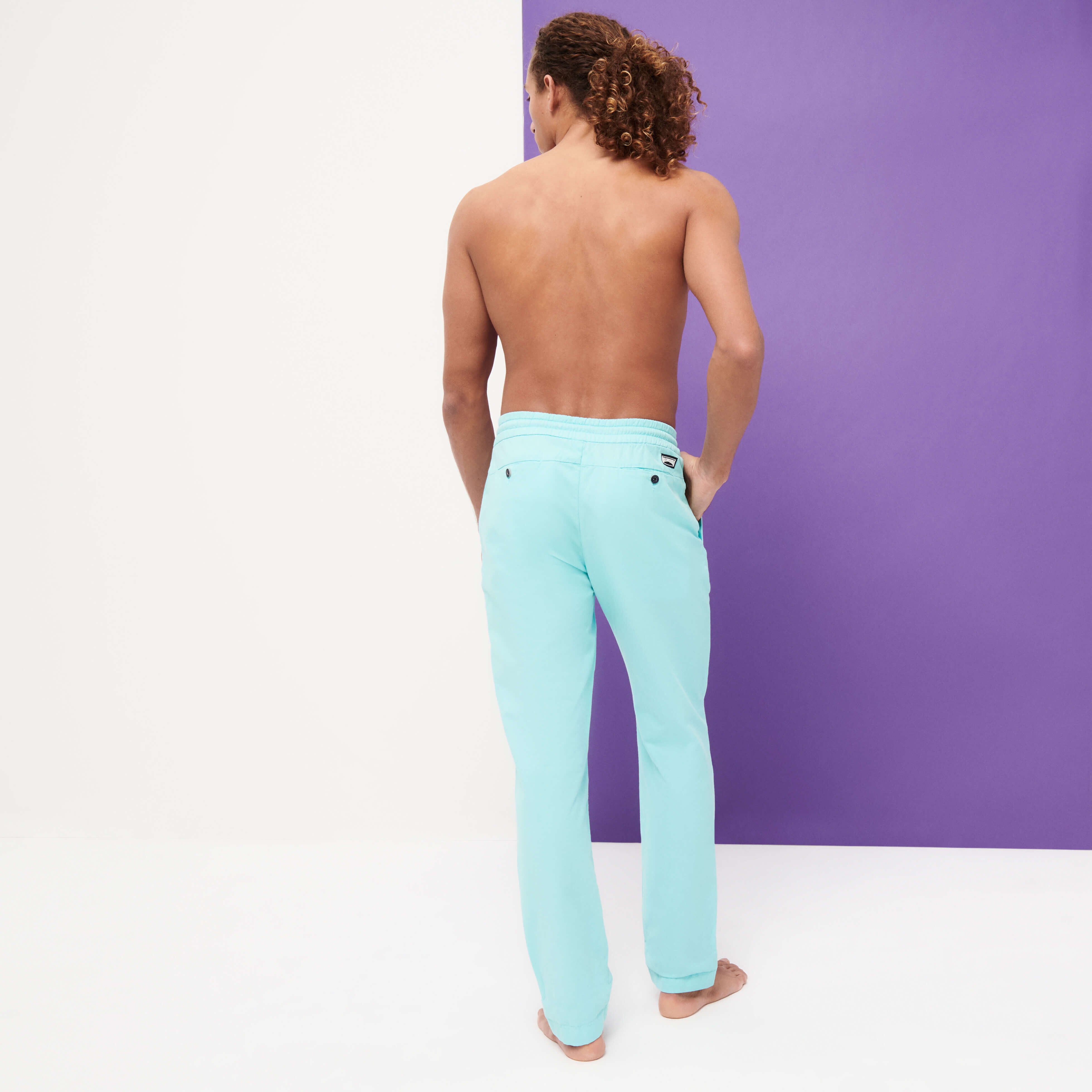 Men Cotton Linen Stretch Comfort Pants Solid - 4