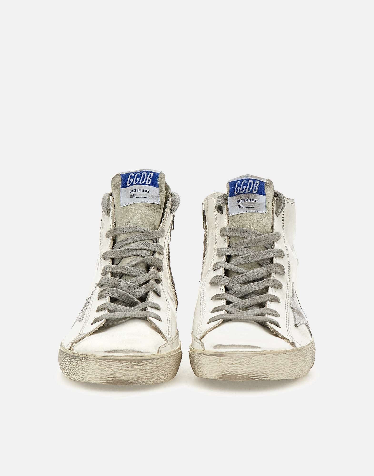 Golden Goose France Classic White Leather Sneakers With Metallic Star - 5