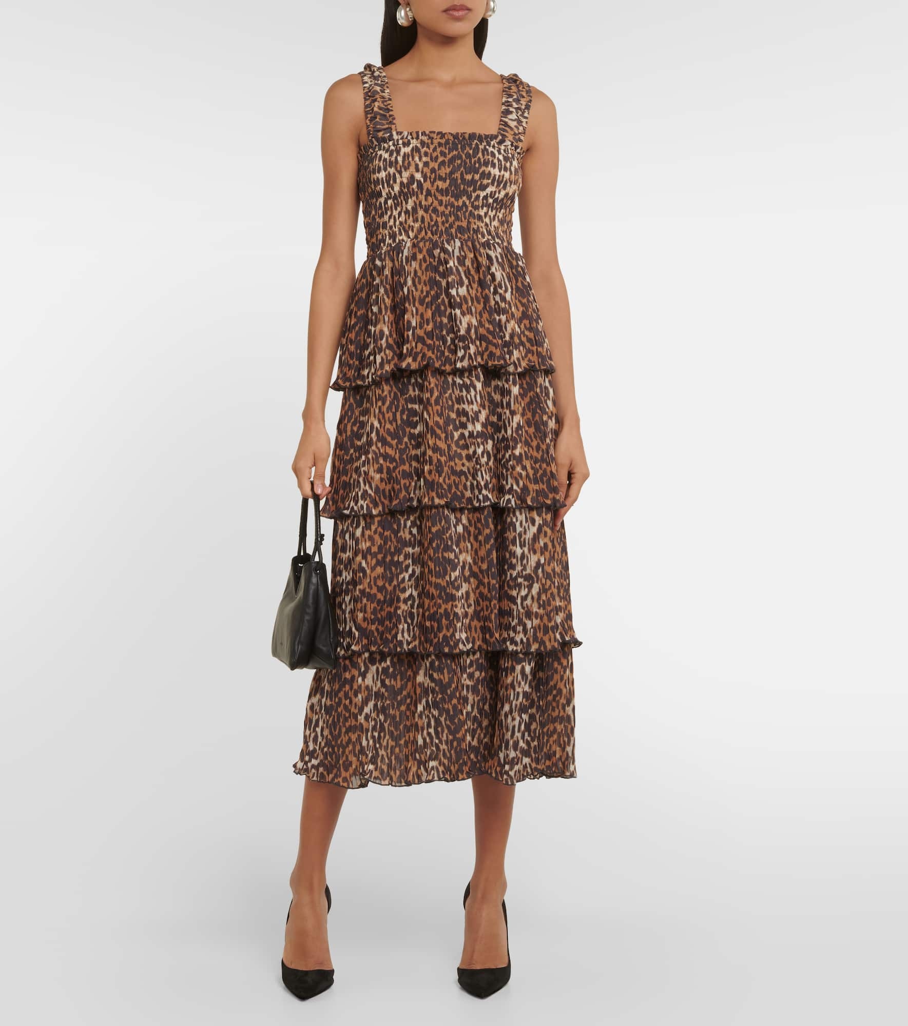 Leopard-print georgette midi dress - 2