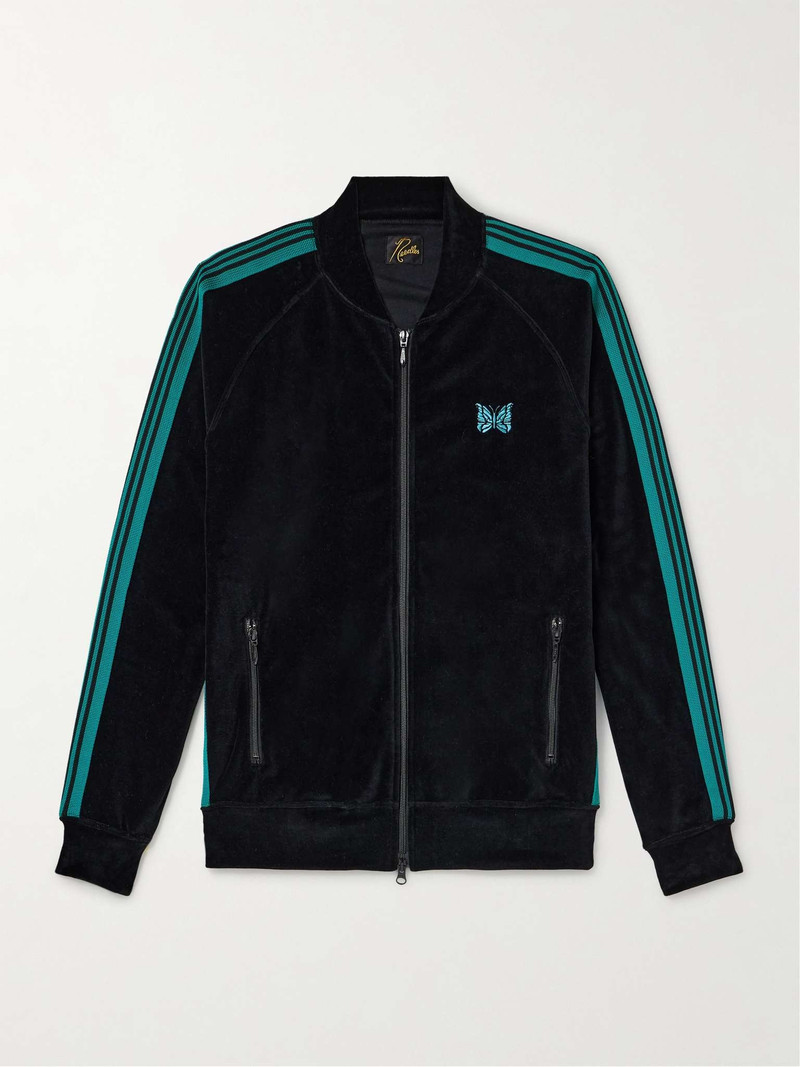 R.C. Webbing-Trimmed Cotton-Blend Velour 트랙 자켓 - 1