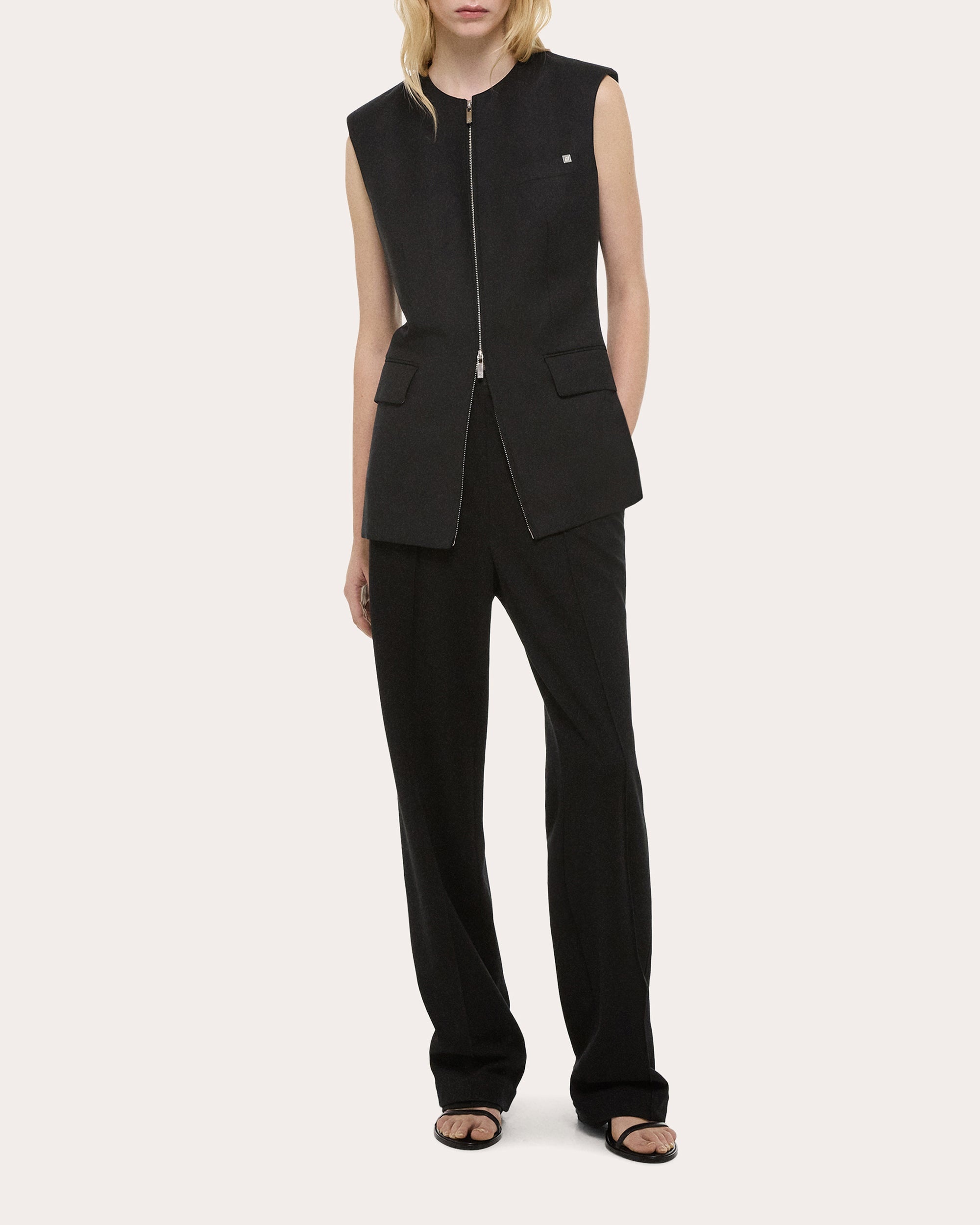 Zip Front Wool Vest - 5