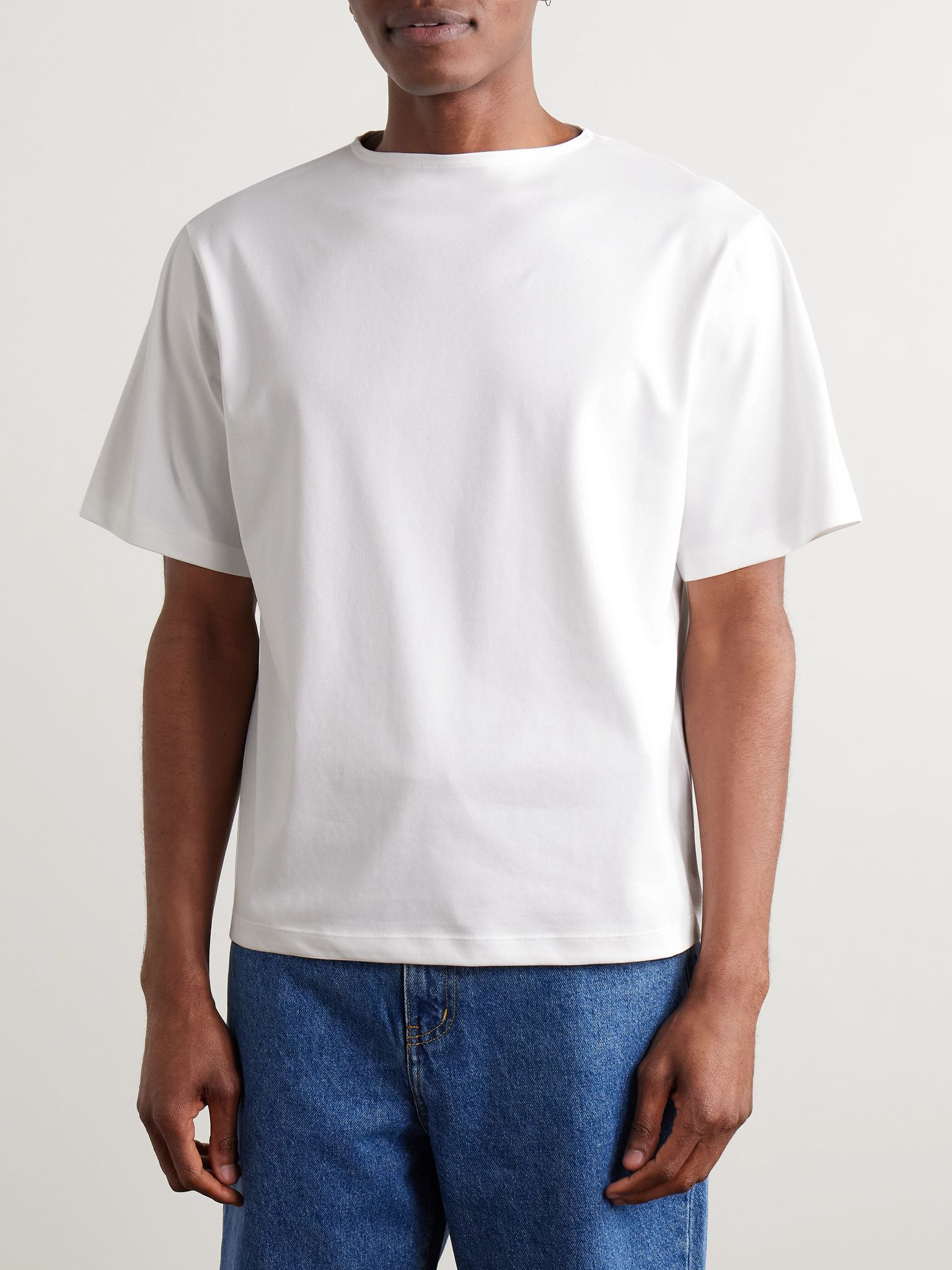 Cotton-Blend Jersey T-Shirt White - 3