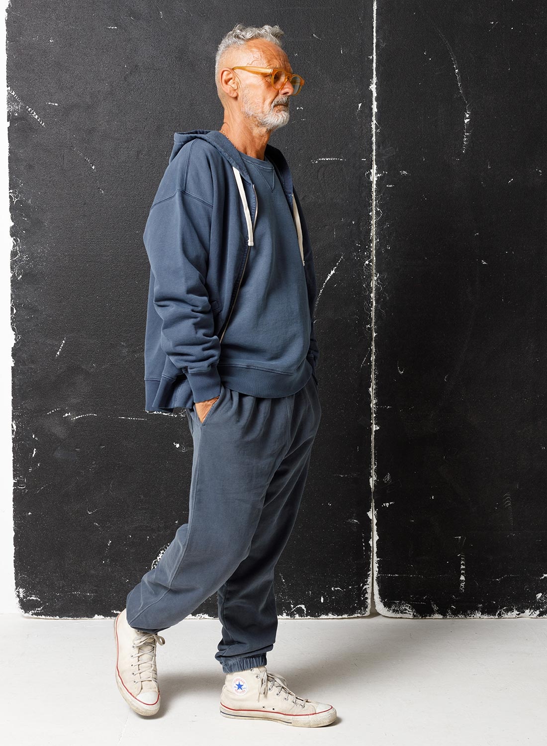 Embroidered Arrow Zip Hoodie in Navy - 5