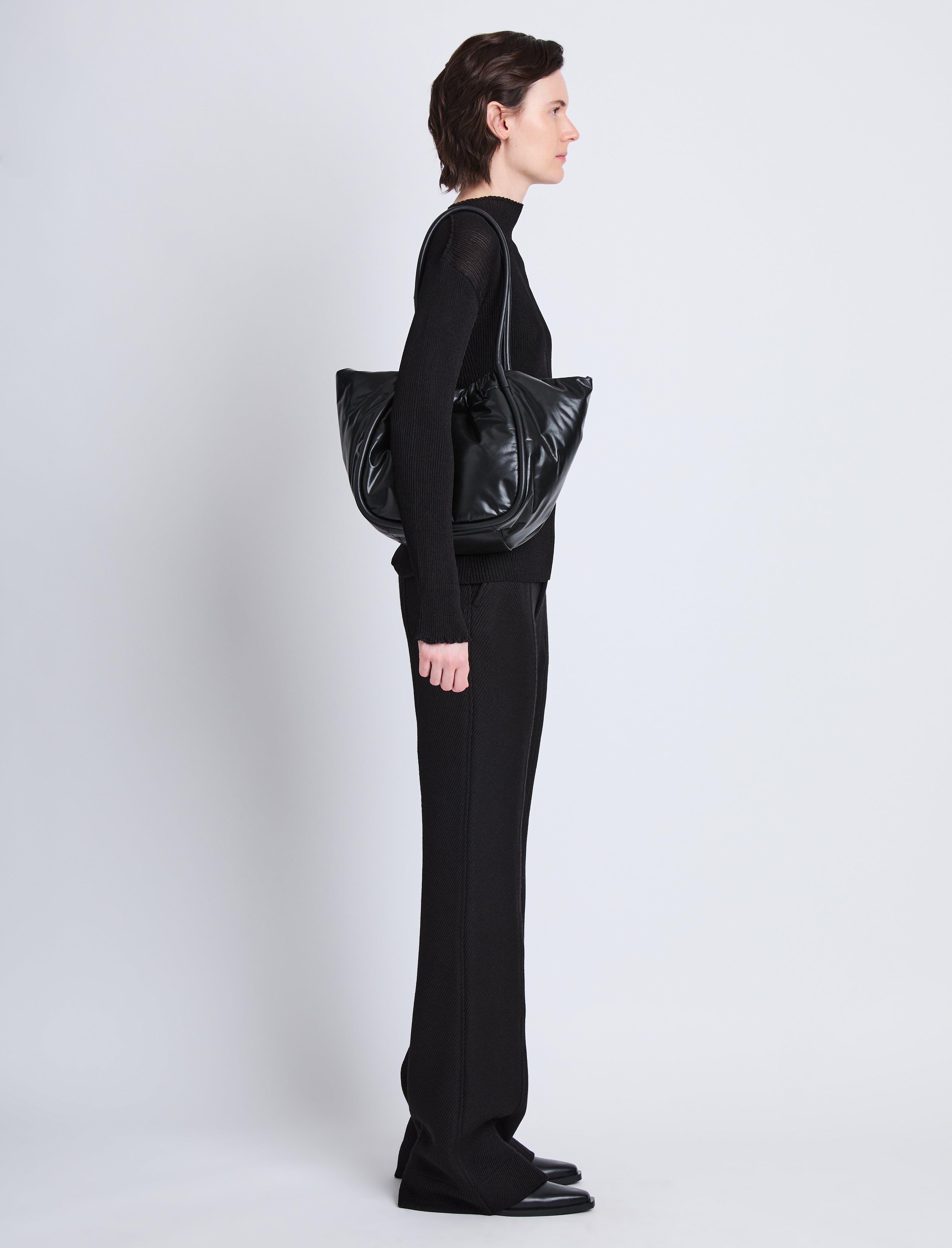 Large Ruched Tote in Puffy Nappa - 6