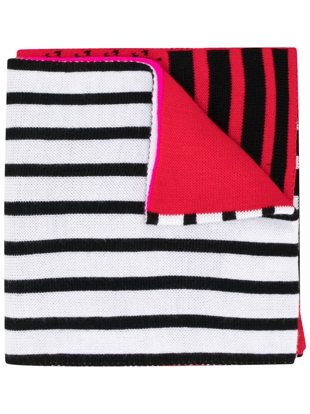 logo striped knitted scarf - 1