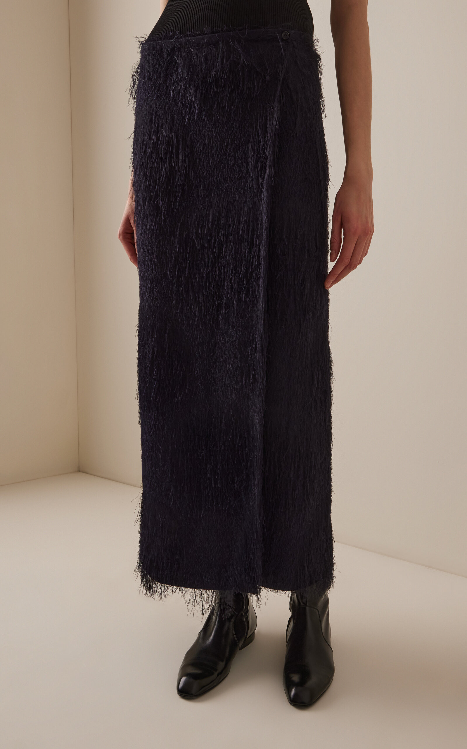 Quinn Fringed Maxi Skirt navy - 3