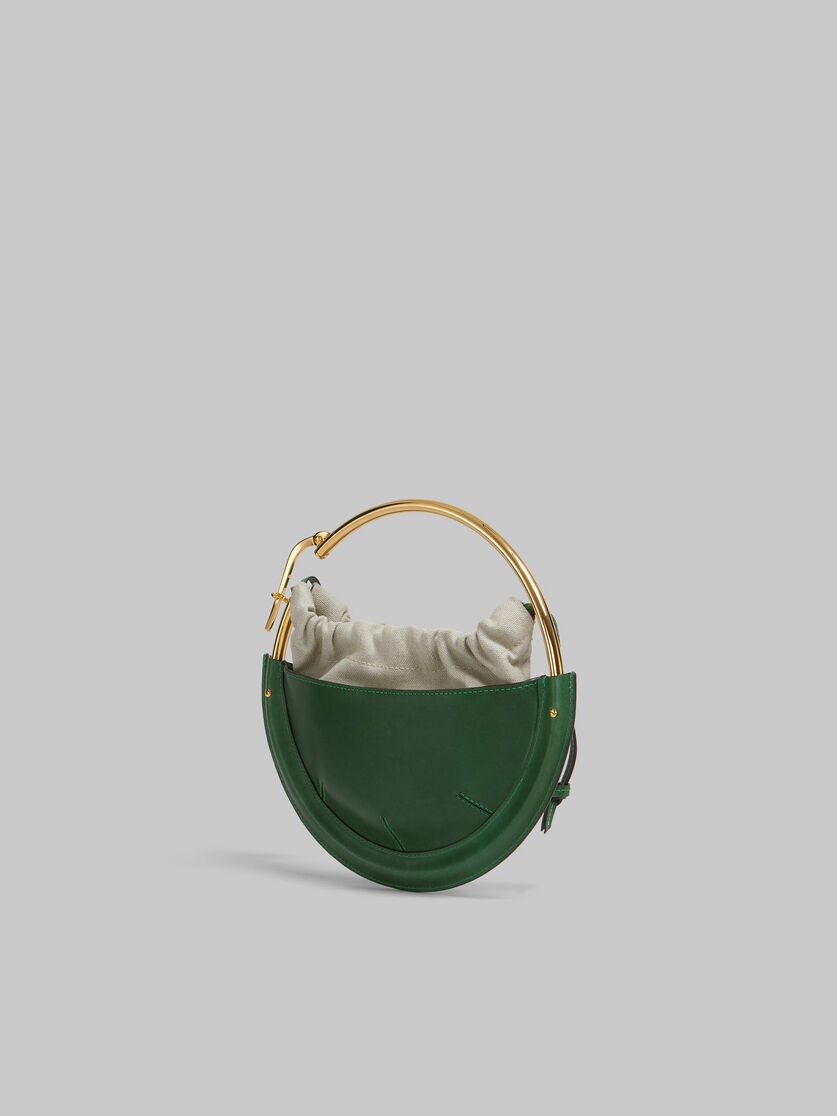 GREEN LEATHER SMALL TUNNEL HOBO BAG - 3
