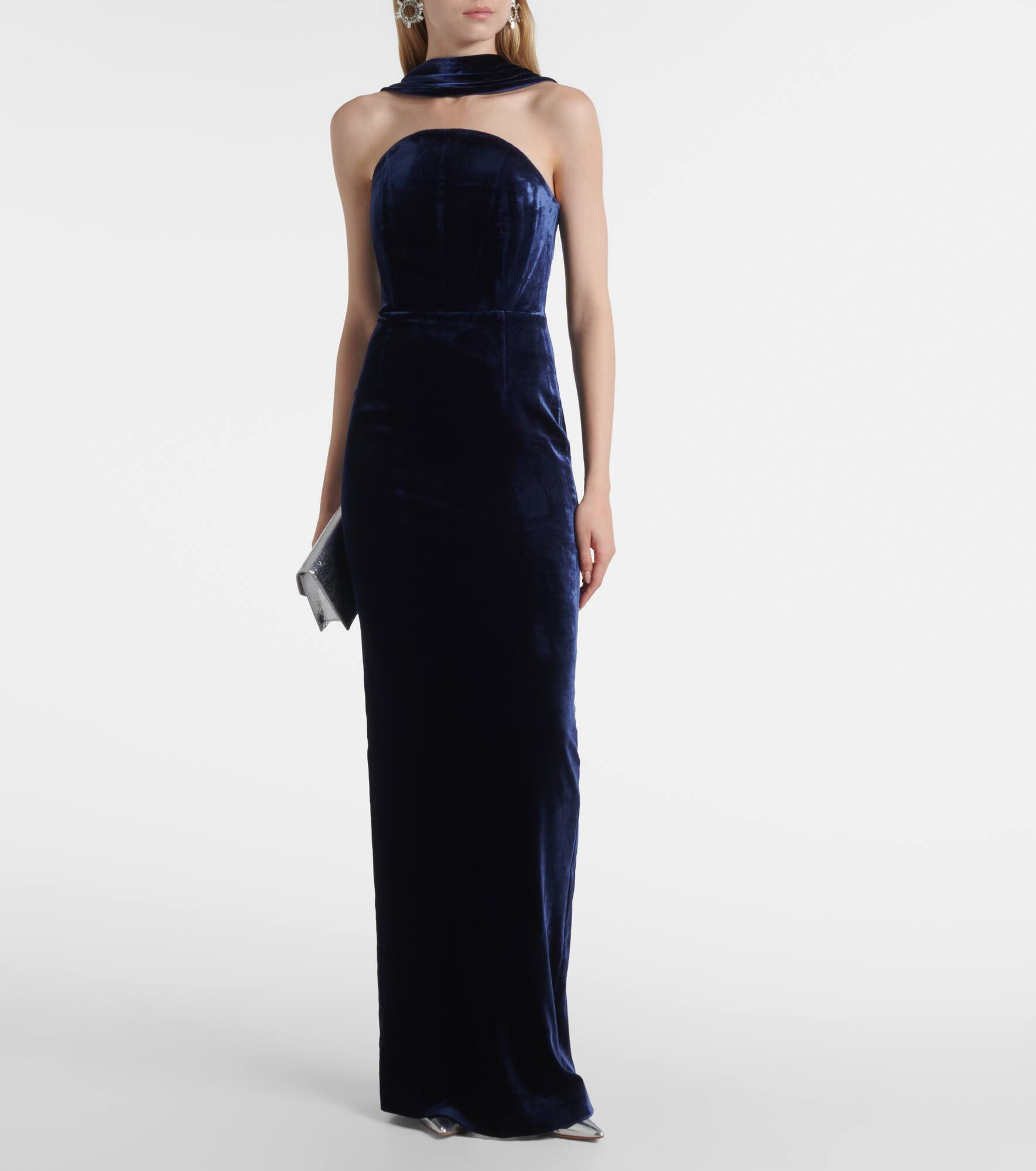 Scarf-detail velvet corset gown - 2