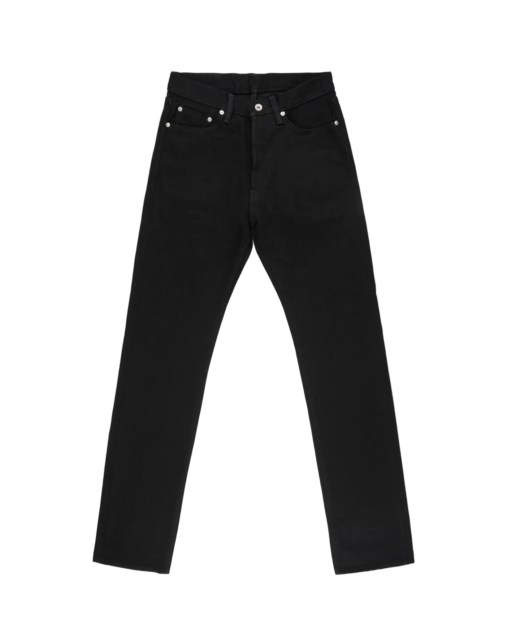 IH-888S-SBG 21oz Selvedge Denim Medium/High Rise Tapered Cut Jeans - Superblack (Fades To Grey) - 1