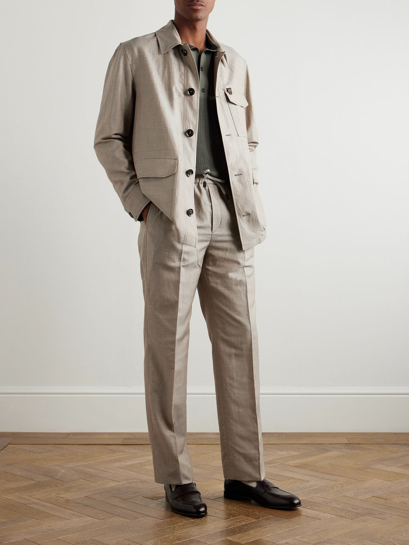 Brioni Straight-Leg Wool, Linen and Silk-Blend Suit Trousers Neutral outlook